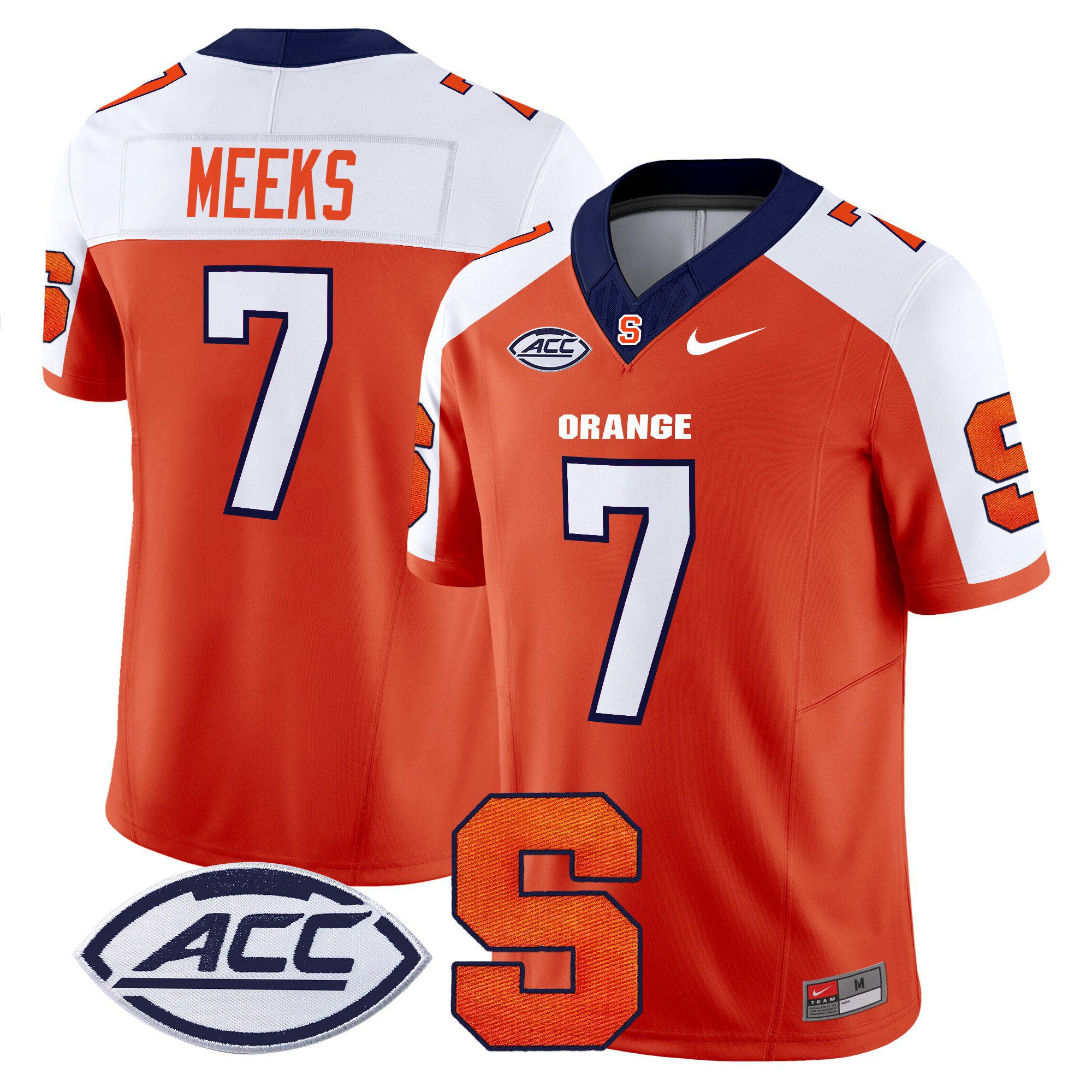 Men Syracuse Orange #7 Meeks Orange Nike 2024 Vapor Limited NCAA Jersey